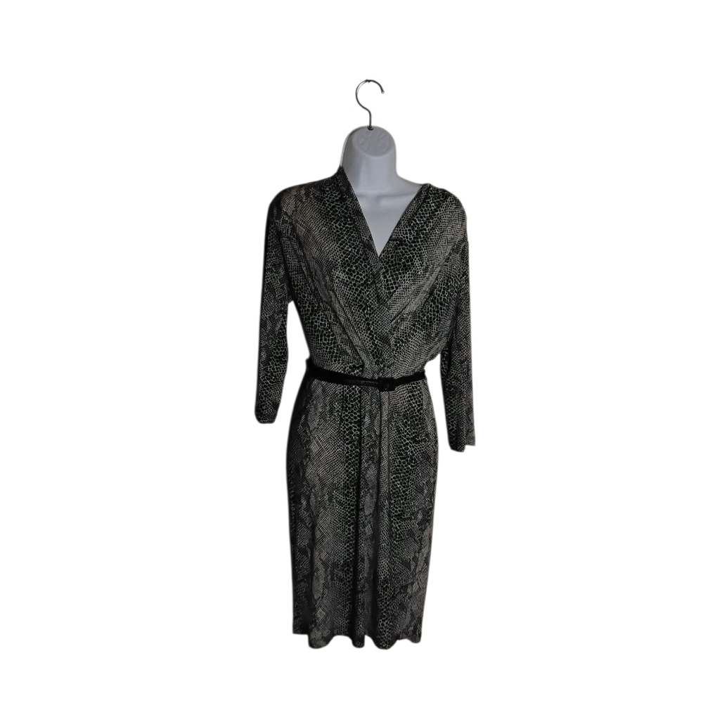 Single Dress Women's M Black White Snake Print Belted Knee Lenght Dress